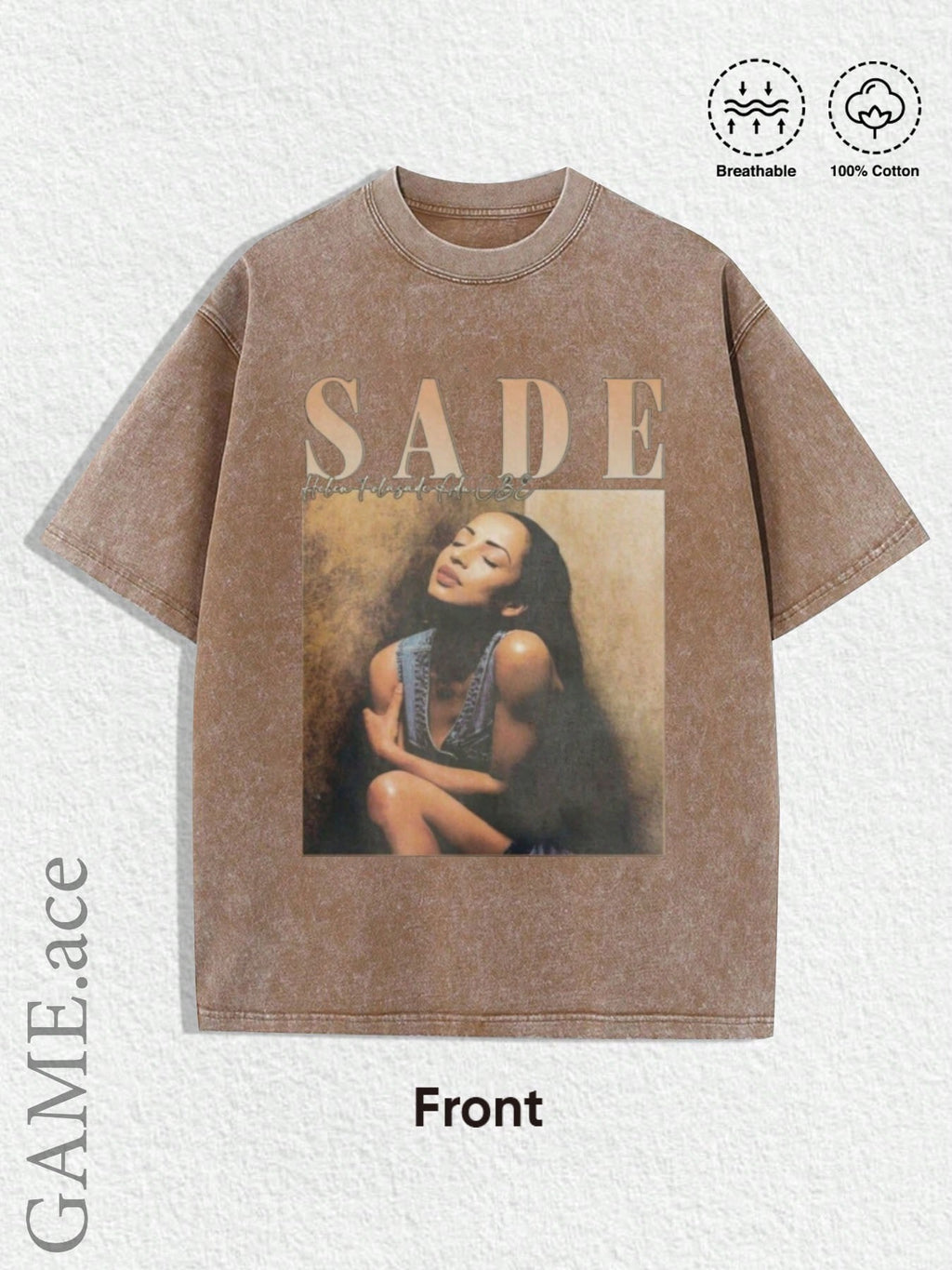 Y2K Retro Music Band Graphic Tee Women Vintage Sade Pattern Black Gold Print Casual Streetwear Bohemian T-Shirt XS-XL