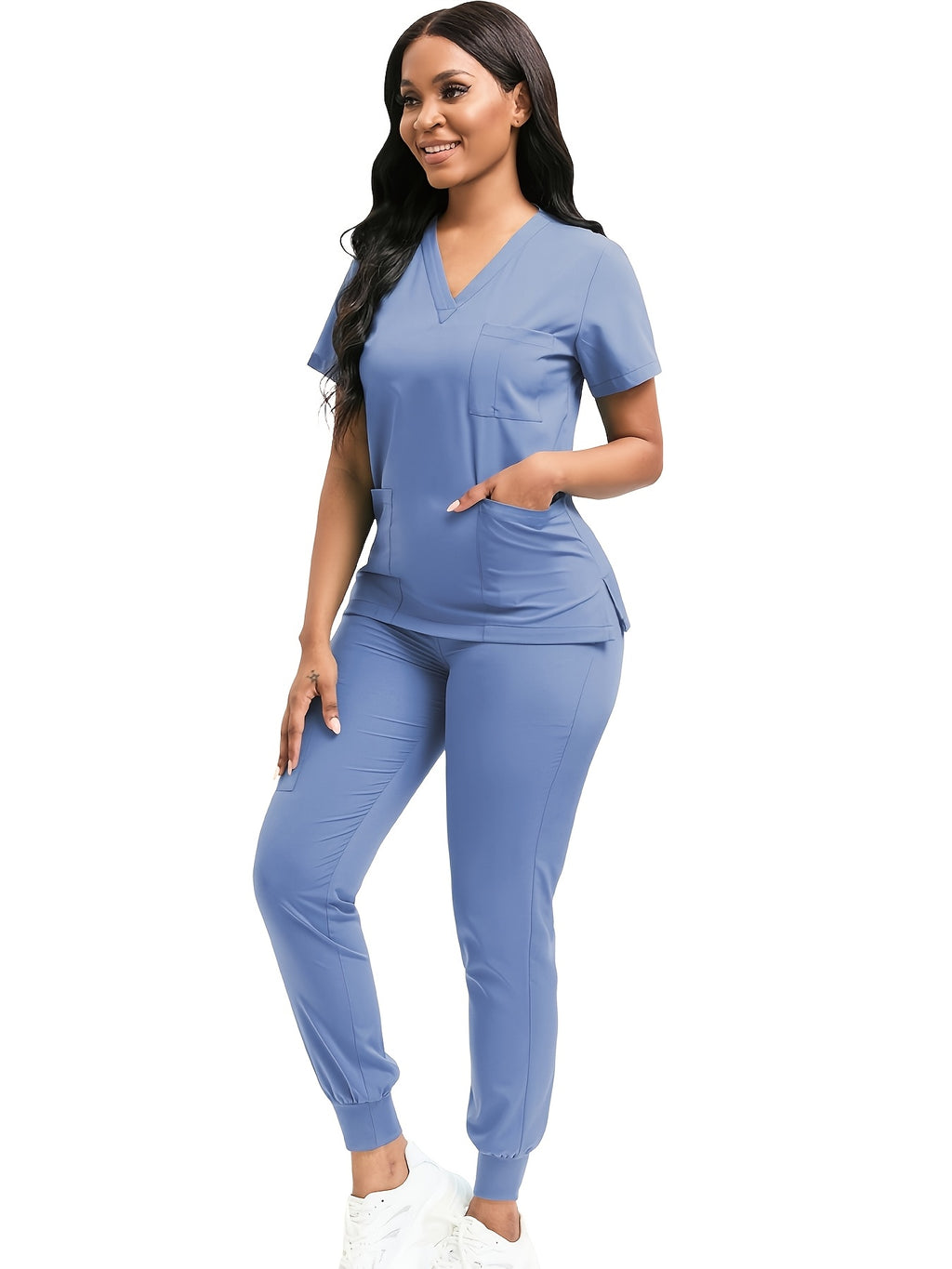 Women Scrub Set V-Neck Top & Jogger Pants 2pcs Nursing Uniform Suit Workwear for Hospital Dental Clinic Pet Clinic | Mira Roam