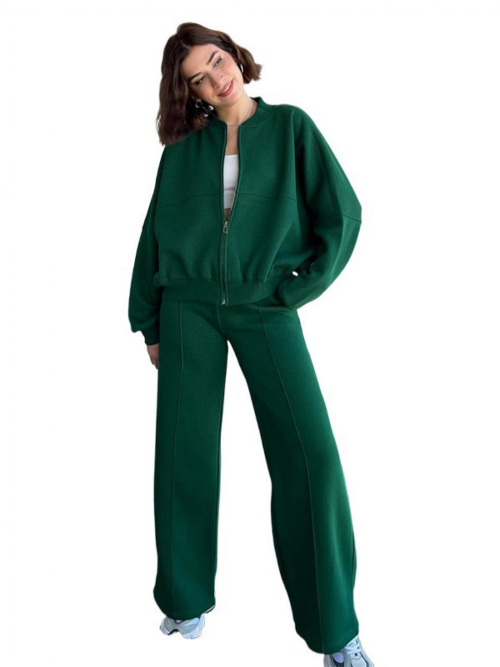 Women Solid Color Sweatshirt 2 Piece Set Casual Pullover Jogger Tracksuit Loungewear Matching Outfit for Everyday Wear Fall Winter