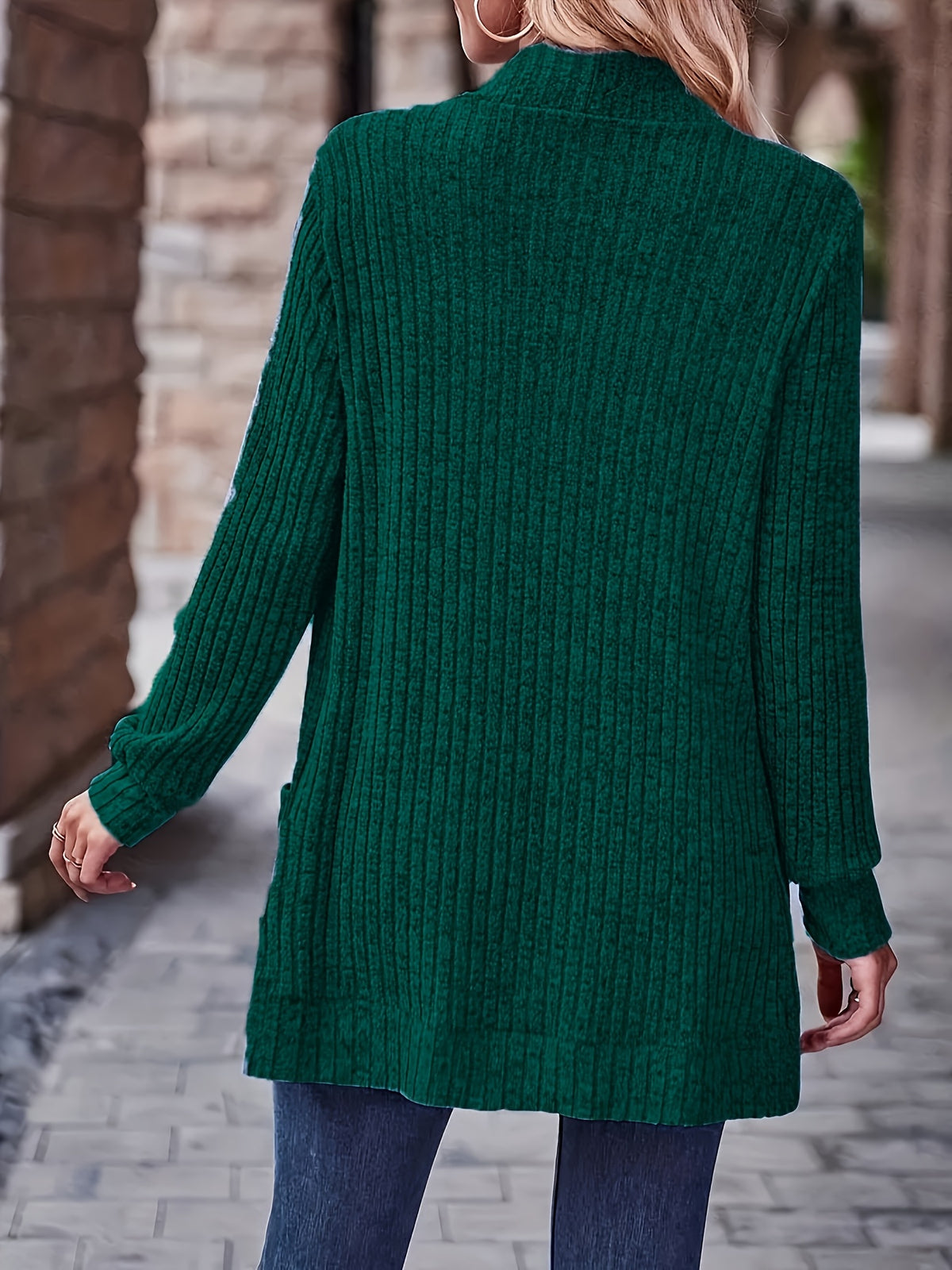 Cardigan Collar Loose Blouse Women Knit Pocket Long Sleeve Solid Color Casual Elegant Top 10 Colors Stretch Everyday Wear S-XXL