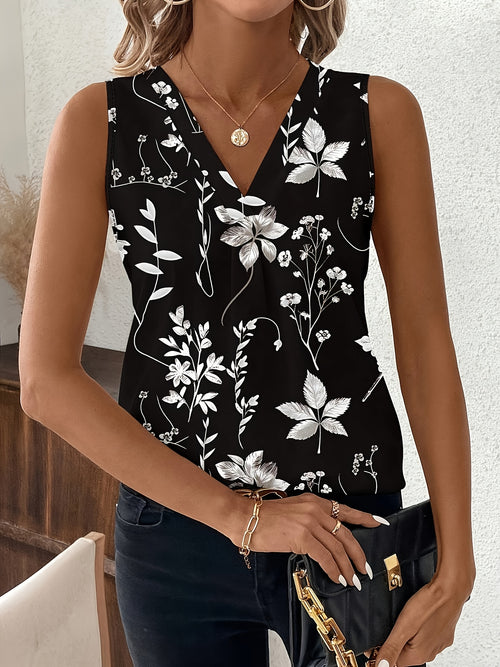 3-Pack Floral Print Sleeveless Vest Tops for Women | Elegant Directional Flower Tank Set | Lightweight Casual Cami Top Set | Spring Summer Women's Tank Top Bundle