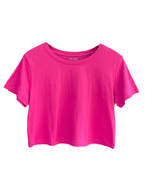 Cotton Crop Top Women Loose Fit Boxy Round Neck Short Sleeve - 100% Premium Soft Cotton Casual Cropped Tee, Gym Yoga Workout Daily Wear, Pairs with Jeans Leggings Shorts