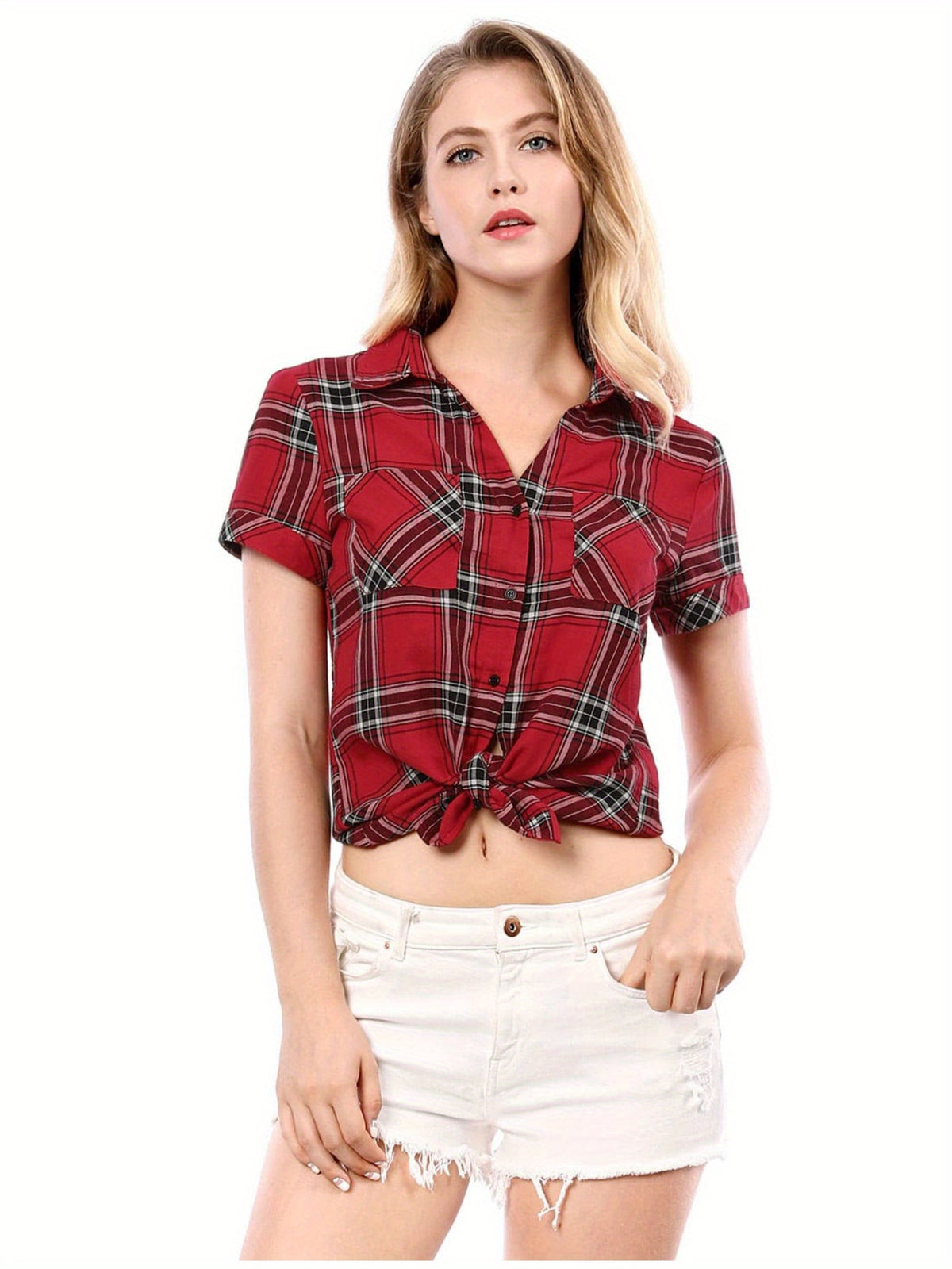 Western Plaid Button Shirt for Women | Classic Flannel Checkered Long Sleeve Top | Casual Country Style Blouse | Machine Washable Women's Plaid Shirt