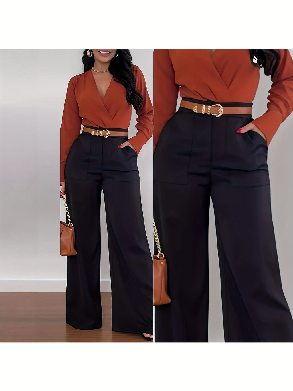 Wide Leg Dress Pants Women High Waist Elegant Suit Trousers with Pockets Casual Office Work Polyester Long S-XXL