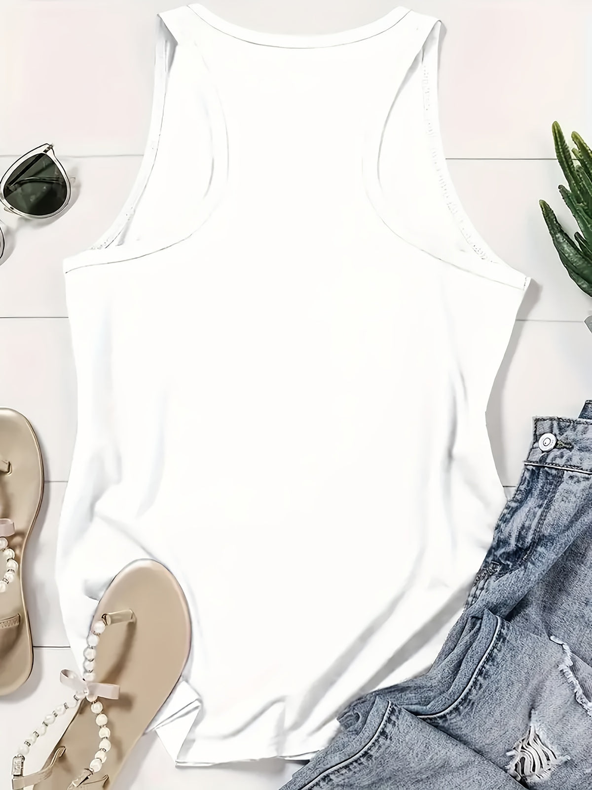 Butterfly Print Graphic Tank Top for Women Round Neck Casual Vest Sleeveless Art Letter Design Breathable Machine Washable Spring Summer Top