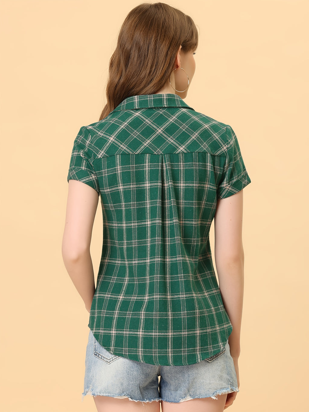 Western Plaid Button Shirt for Women | Classic Flannel Checkered Long Sleeve Top | Casual Country Style Blouse | Machine Washable Women's Plaid Shirt