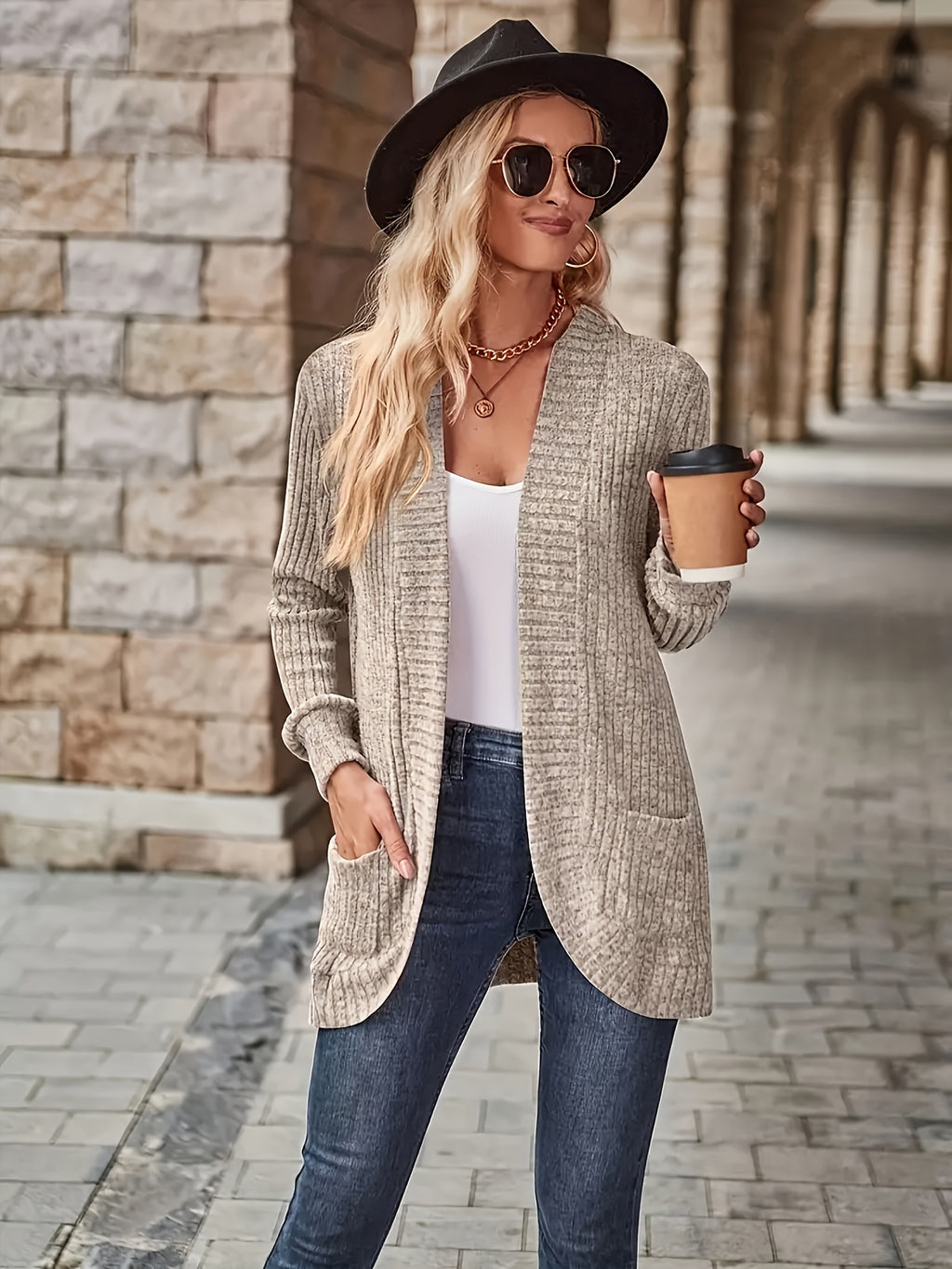 Cardigan Collar Loose Blouse Women Knit Pocket Long Sleeve Solid Color Casual Elegant Top 10 Colors Stretch Everyday Wear S-XXL
