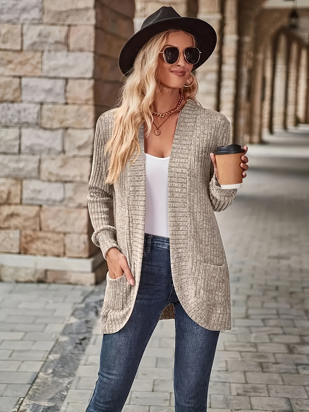 Cardigan Collar Loose Blouse Women Knit Pocket Long Sleeve Solid Color Casual Elegant Top 10 Colors Stretch Everyday Wear S-XXL