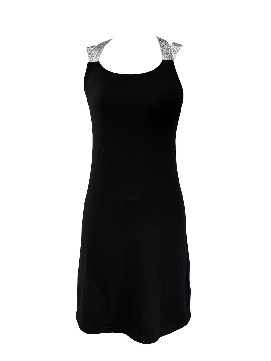 Shiny Cross-Strap Dress Women Geometric Print Sleeveless Knee-Length Bodycon Elegant Party Evening Spring Summer Fall S-XXL