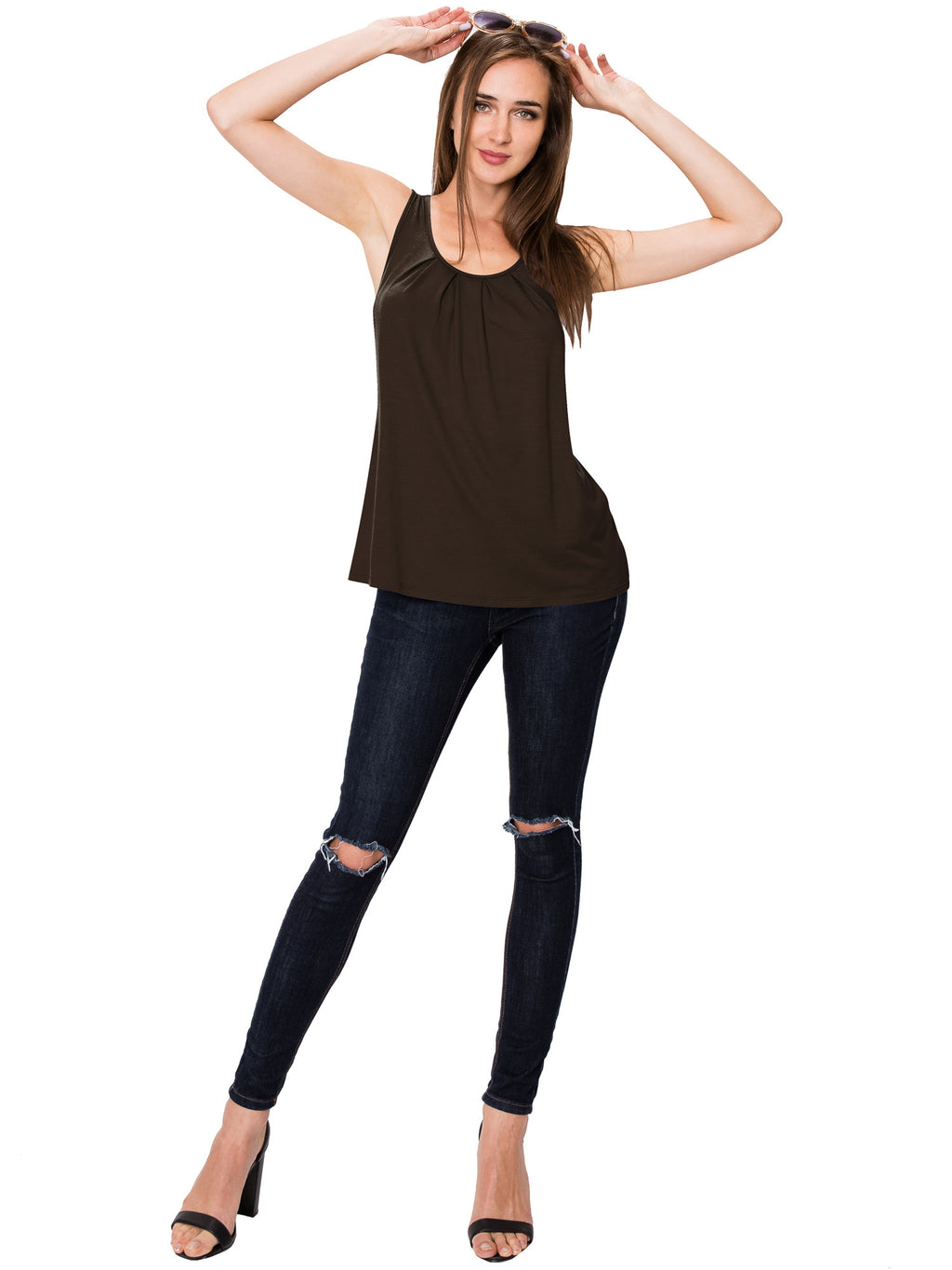 Women's Sleeveless Scoop Neck Tank Top Loose Fit Breathable Casual Layering Shirt 20 Colors Summer Essential