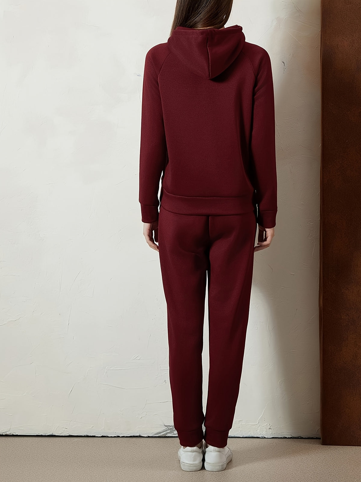 Women's 2-Piece Sweatsuit Set Slim Fit Long Sleeve Hoodie and Drawstring Jogger Pants S-XXL