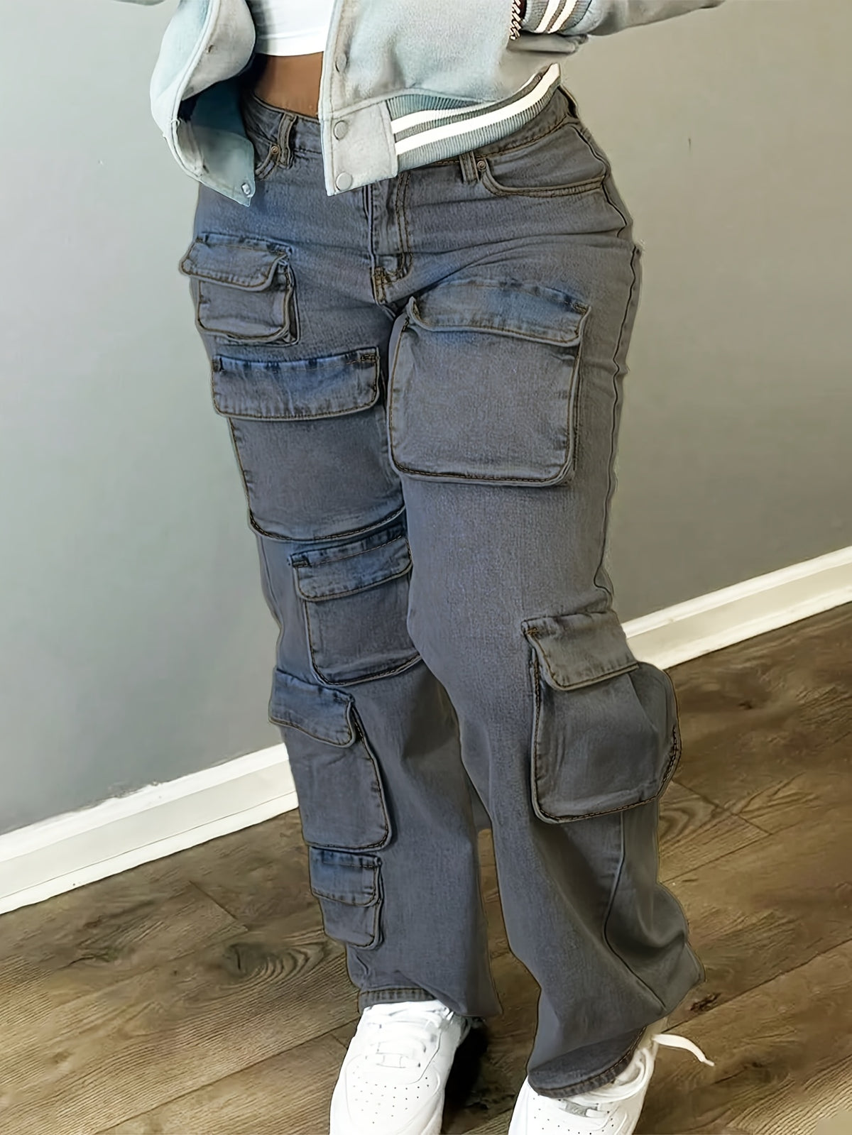 Y2K Wide Leg Denim Pants Women High Waist Loose Retro Street Jeans with Pockets Non-Stretch Comfortable Daily Casual Dark Blue Medium Blue Light Blue S-XL