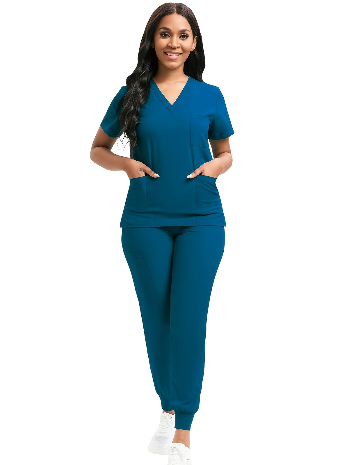 Women Scrub Set V-Neck Top & Jogger Pants 2pcs Nursing Uniform Suit Workwear for Hospital Dental Clinic Pet Clinic | Mira Roam