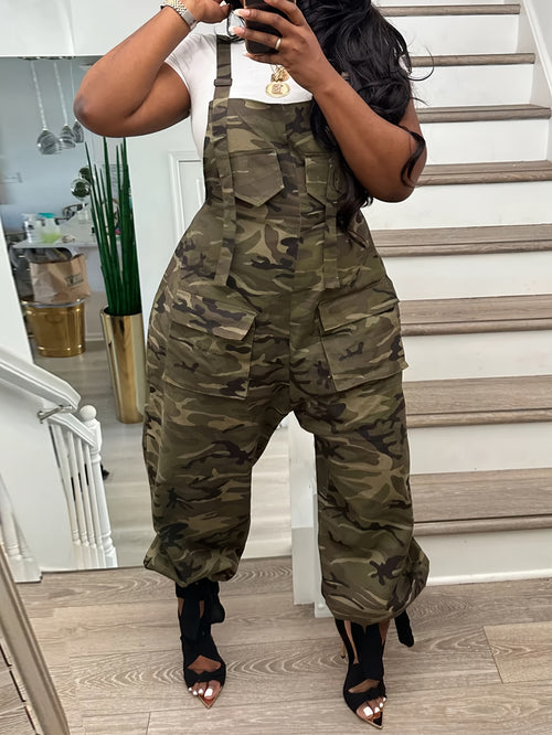 Camouflage Work Pants Women Cargo Overalls Multi-Pocket Ankle Pants Casual Outdoor Workwear All Seasons Polyester S-XXL