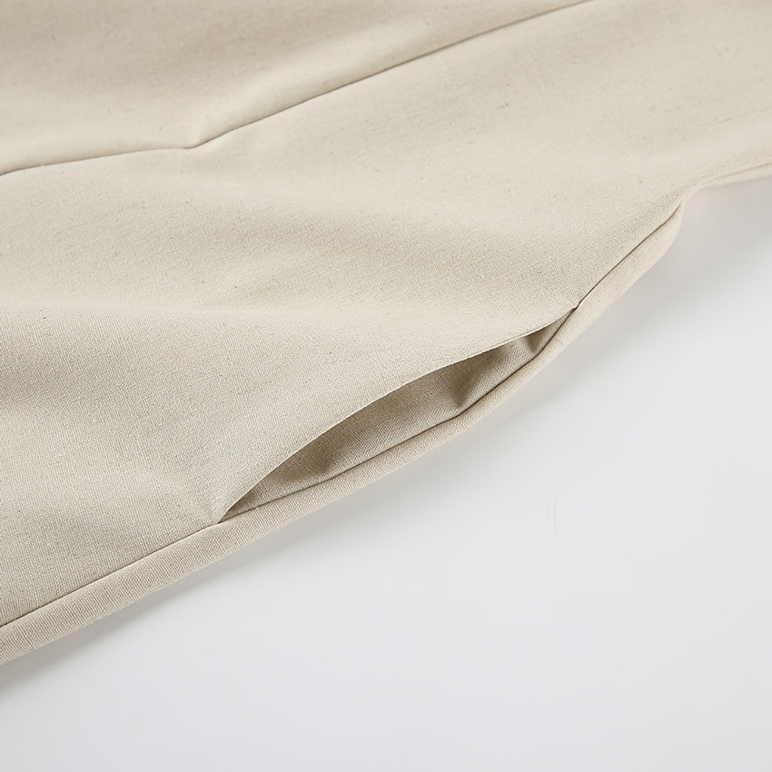 Linen Strapless Backless Long Dress for Women High Waist Patchwork Pocket Solid Color Lightweight Casual Vacation Maxi Dress Spring Summer