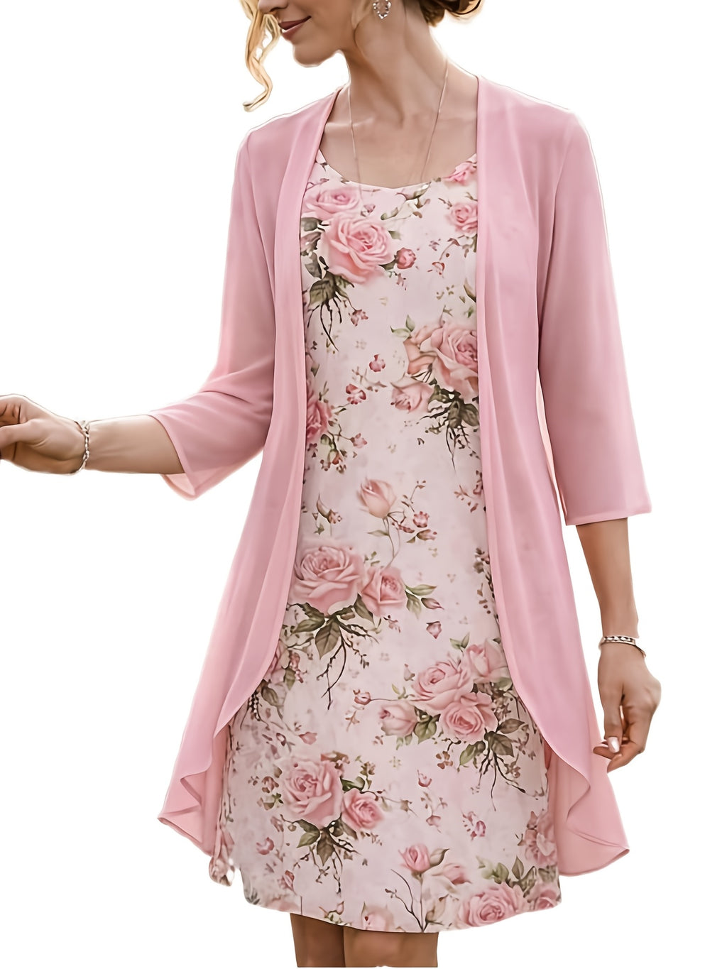 Women's 2-Piece Chiffon Dress Set Elegant Matching Top & Skirt Spring Summer Casual to Evening Wear