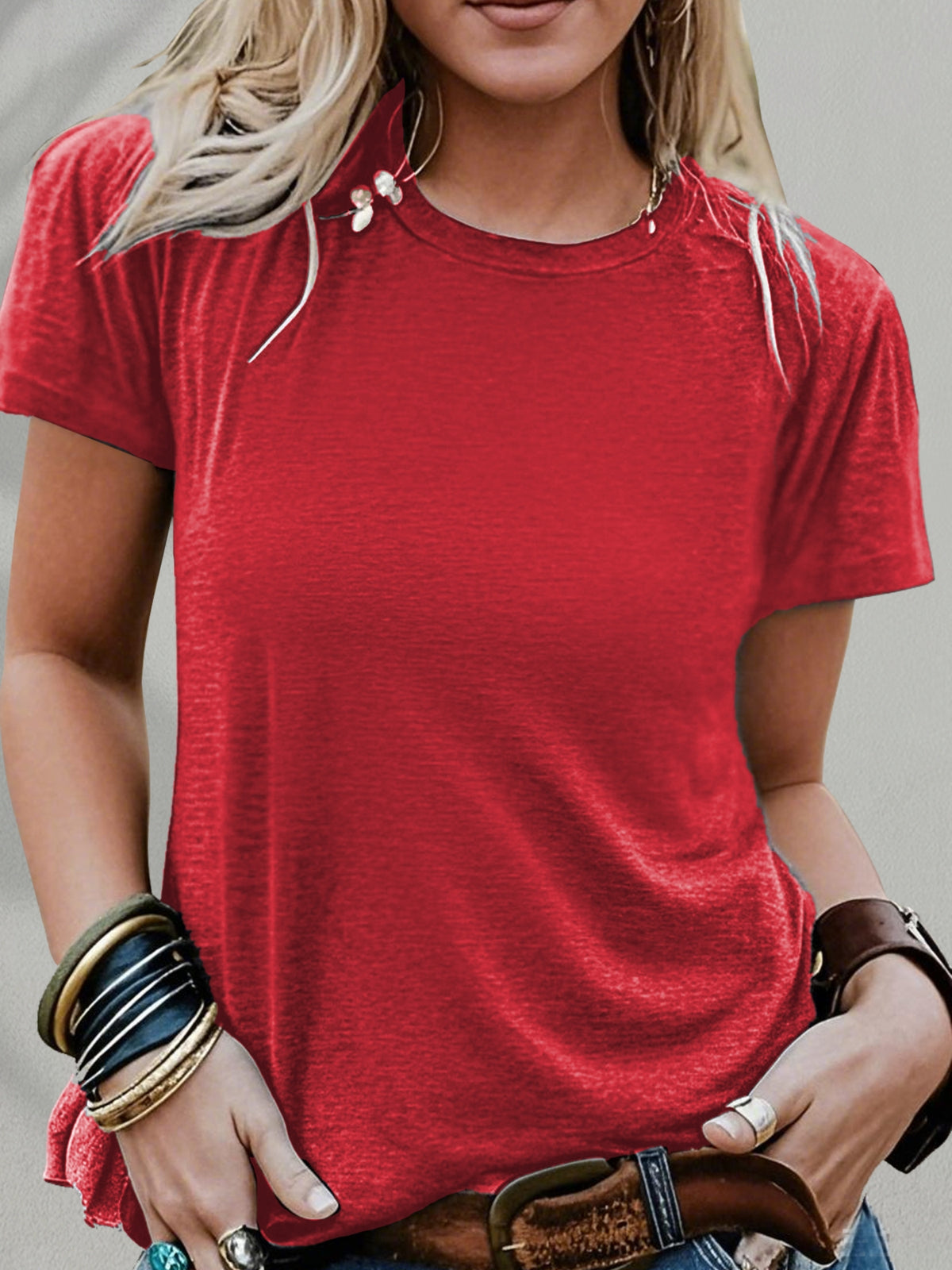 Jesus Floral Cross Double-Sided Print T-Shirt for Women - Faith Inspired Crew Neck Casual Christian Tee Summer Trendy Graphic Top