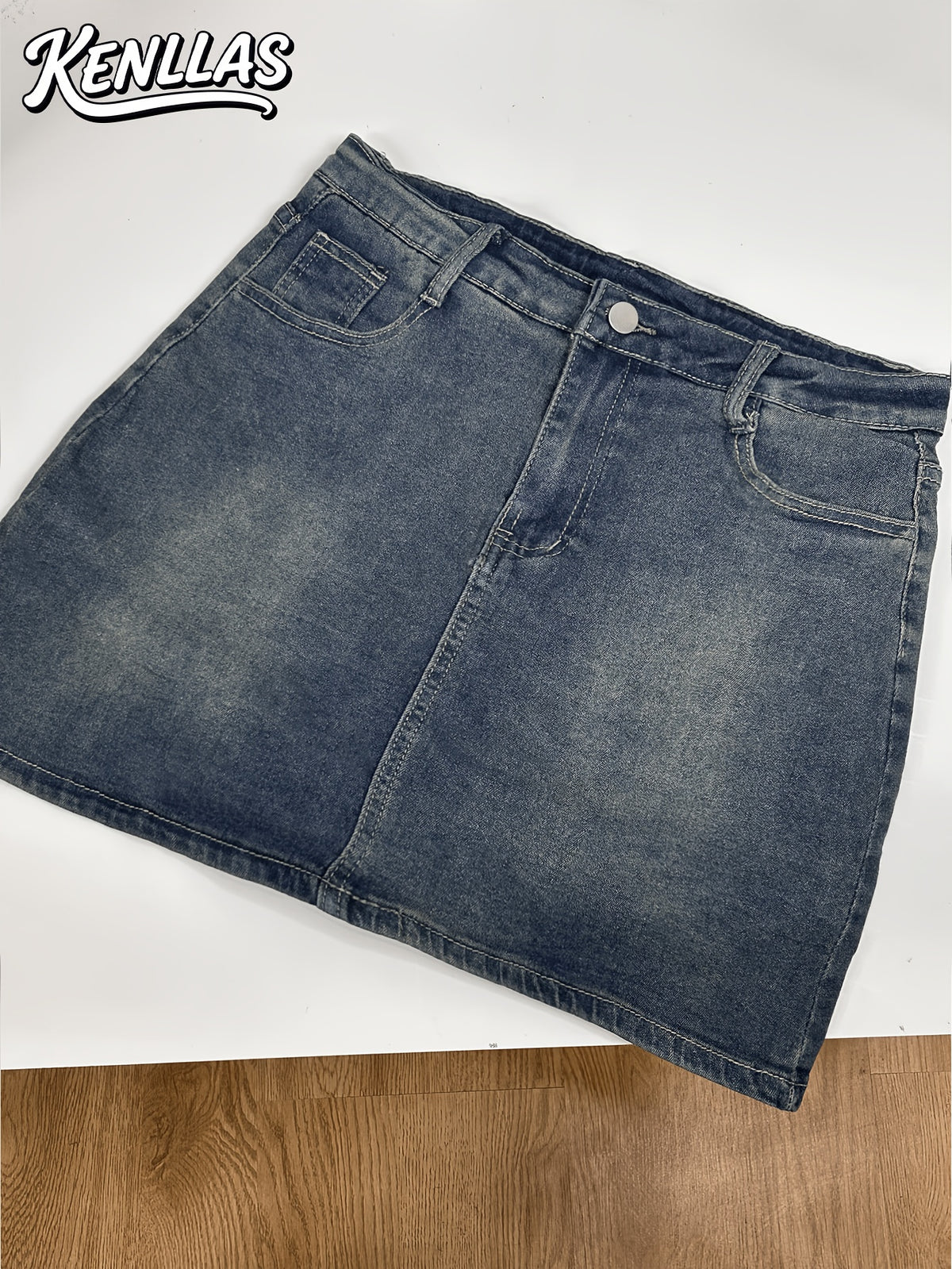 Y2K High Waist Denim Mini Skirt Slim Fit Sexy Hip Hugging Hot Pants Style High Elasticity Unique Pocket Blue Women