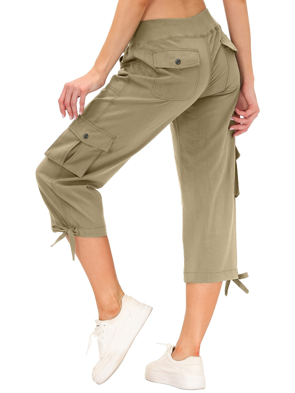 Women's Cargo Capri Pants Quick Dry Lightweight Hiking Travel UPF 50+ | Multi-Pocket Stretch Casual Workout Pants 92% Polyester for Outdoor Adventure Spring Summer