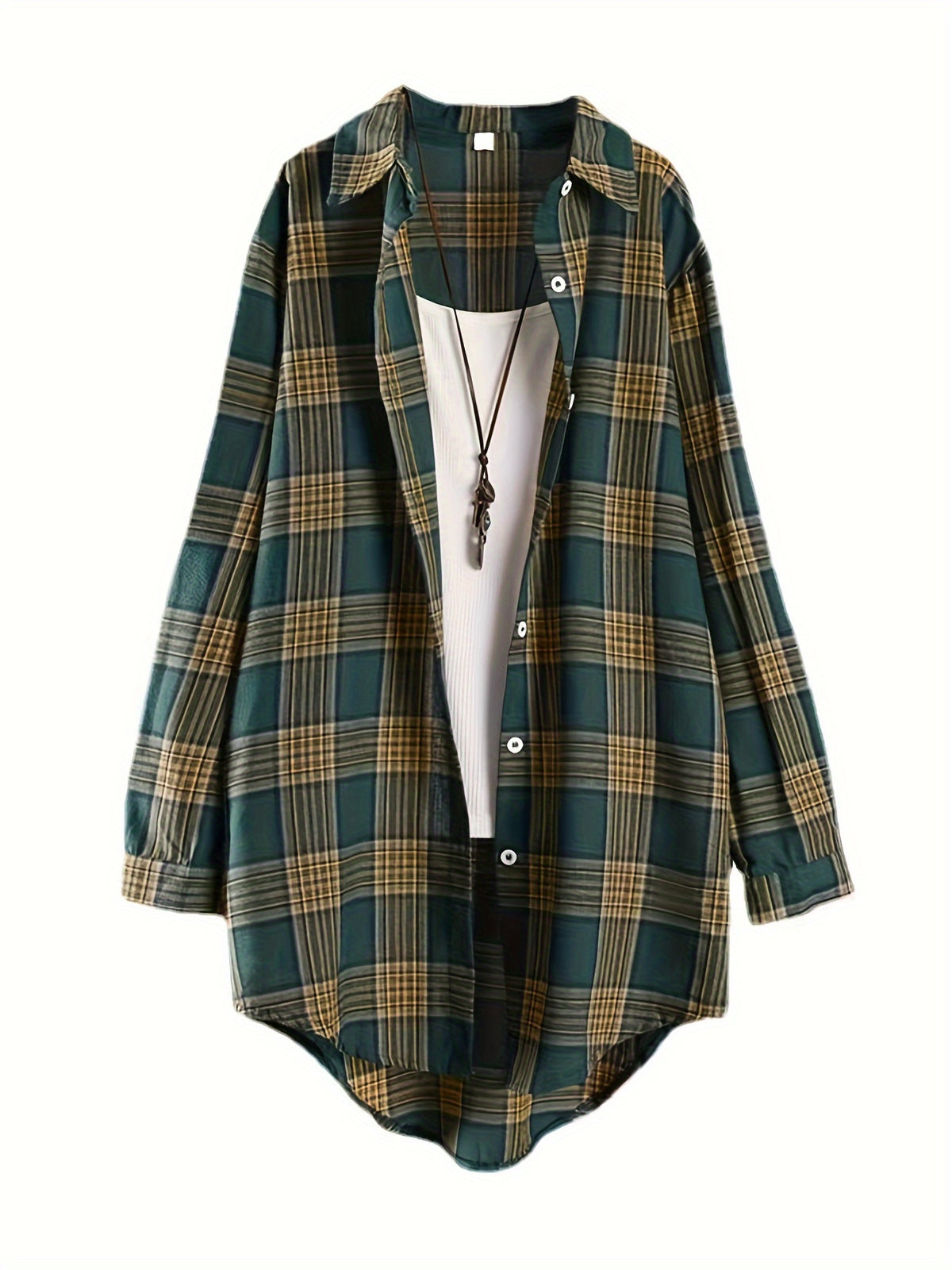 Women's Plaid Shirt Loose Fit Mid-Length All Season Casual Daily Wear Commute Holiday Outing Top