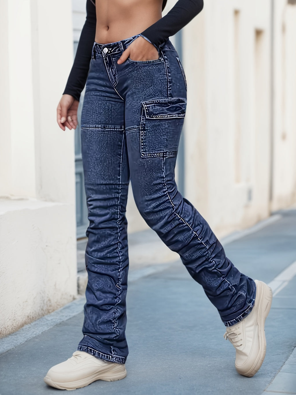 Wide-Leg Cargo Pants for Women Heavy Duty Work Utility Pockets Beltless Waist Zip Closure Straight Leg All-Season Outdoor Casual Trousers S-XXL