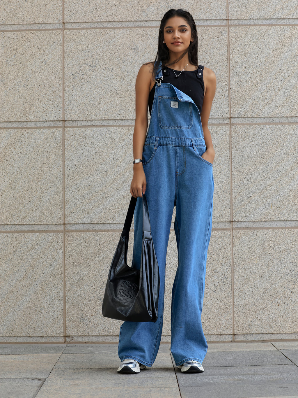 Leopard Print Denim Jumpsuit Women Multi-Pocket Loose Wide-Leg Retro Straight Leg One-Piece All Seasons S-XXL