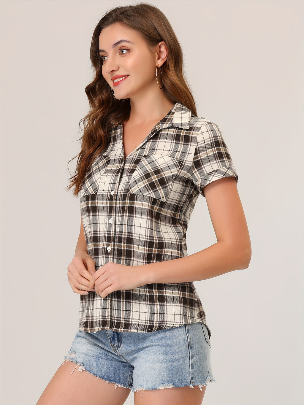 Western Plaid Button Shirt for Women | Classic Flannel Checkered Long Sleeve Top | Casual Country Style Blouse | Machine Washable Women's Plaid Shirt
