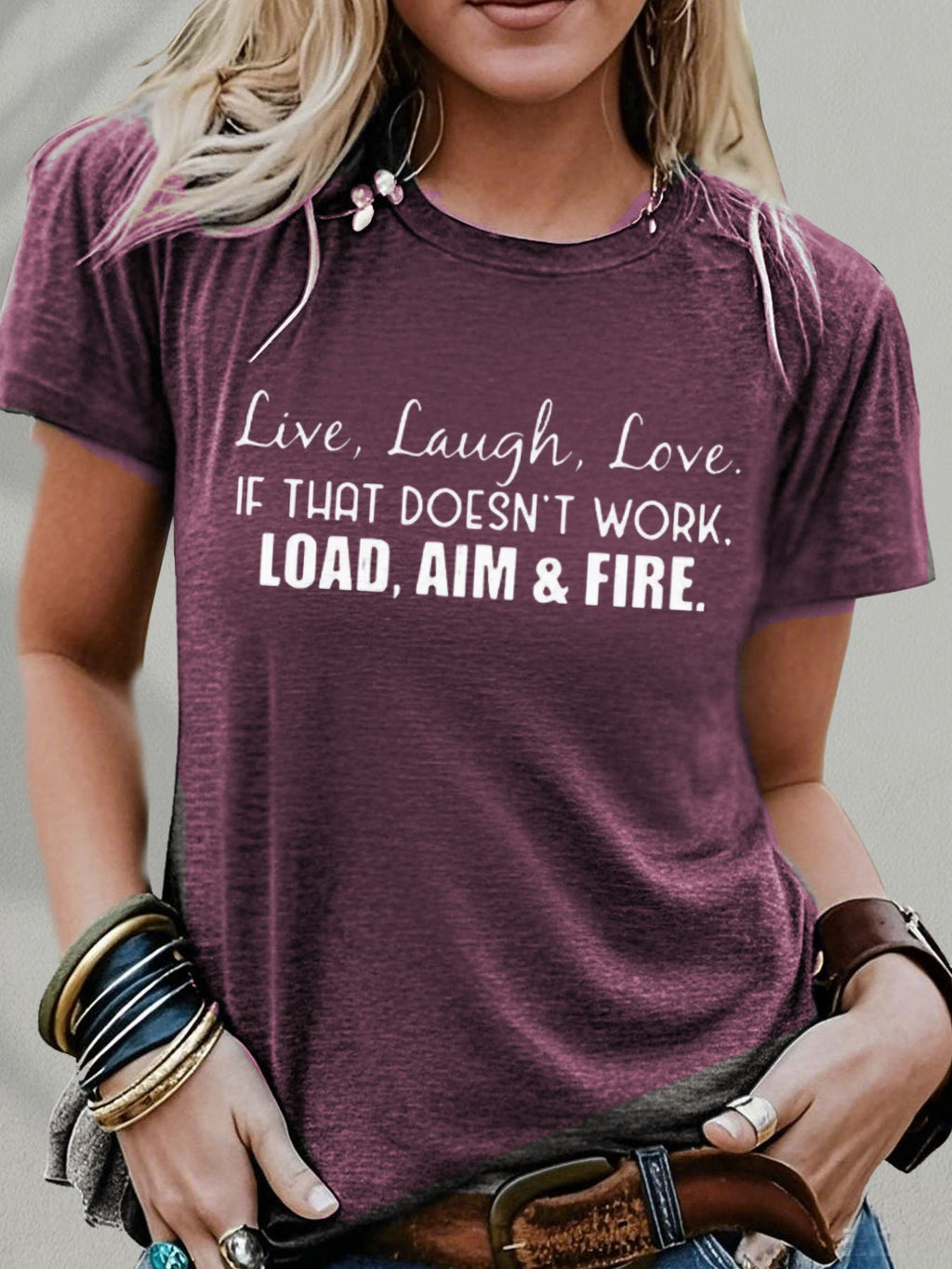 Live Laugh Love or Shoot Slogan Graphic T-Shirt Unisex Crew Neck Short Sleeve Fun Novelty Tee Casual Spring Summer Fall Gift S-XXL