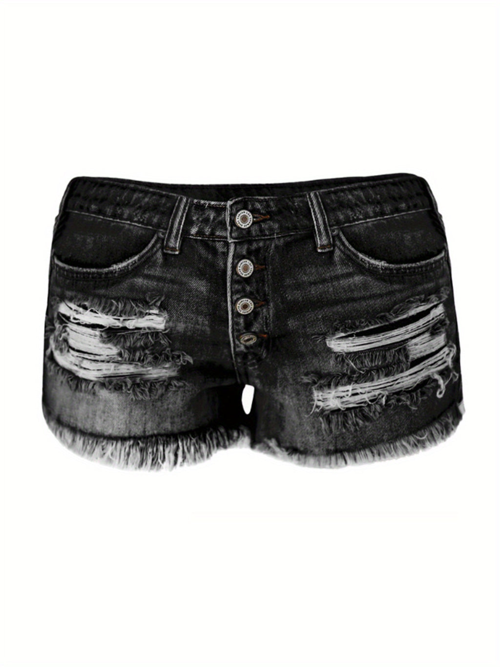 Women Ripped Stretch Denim Shorts Mid Rise Straight Leg Frayed Hem Casual Summer Hot Pants 85% Polyester Machine Washable | Mira Roam