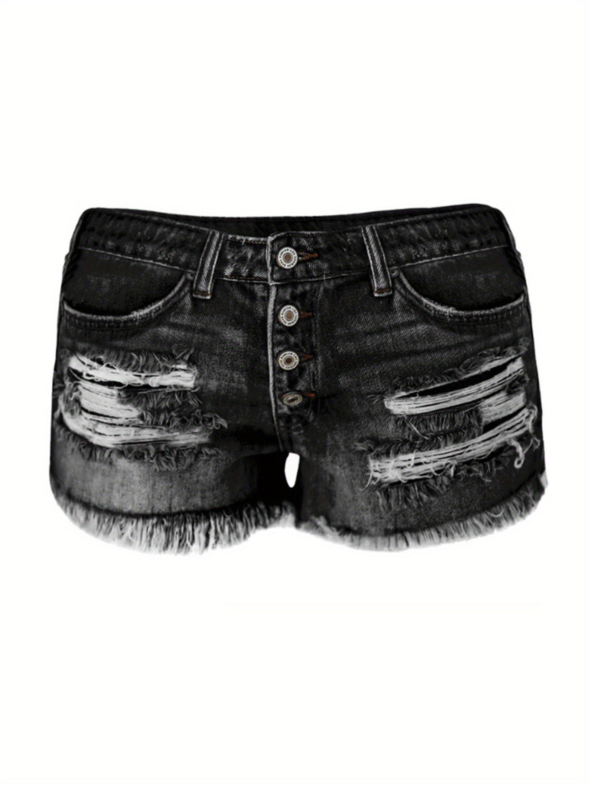 Women Ripped Stretch Denim Shorts Mid Rise Straight Leg Frayed Hem Casual Summer Hot Pants 85% Polyester Machine Washable | Mira Roam