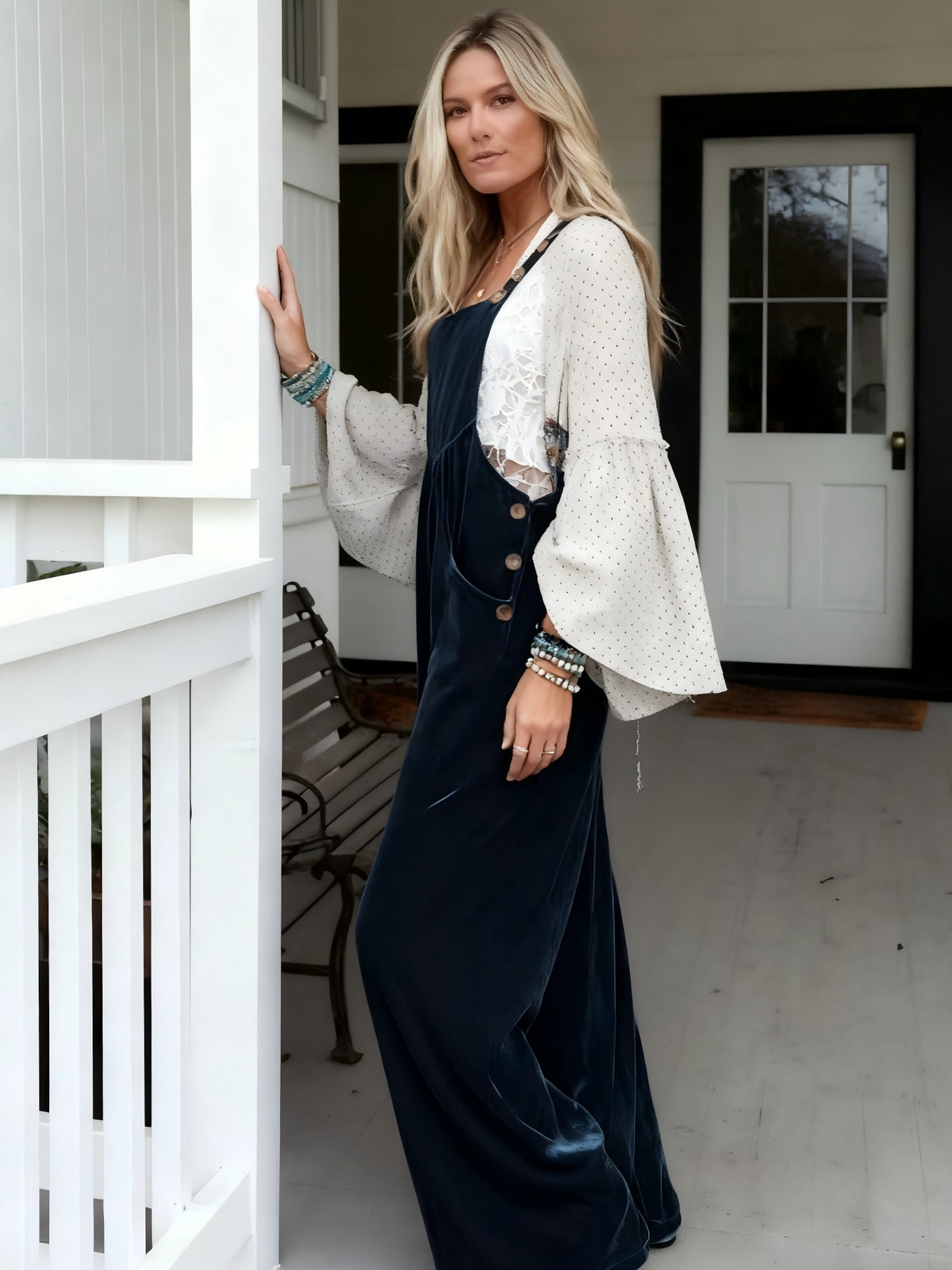 Velvet Wide Leg Overalls for Women, Solid Glossy Fabric Adjustable Buckle Strap Jumpsuit, Elegant Four Season One Piece Loose Pants, Chic Casual and Party Romper