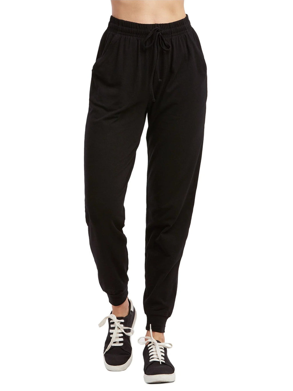Cotton Jogger Pants Women Drawstring Elastic Waist Tapered Fit Banded Cuffs Pockets Casual Gym Loungewear Versatile