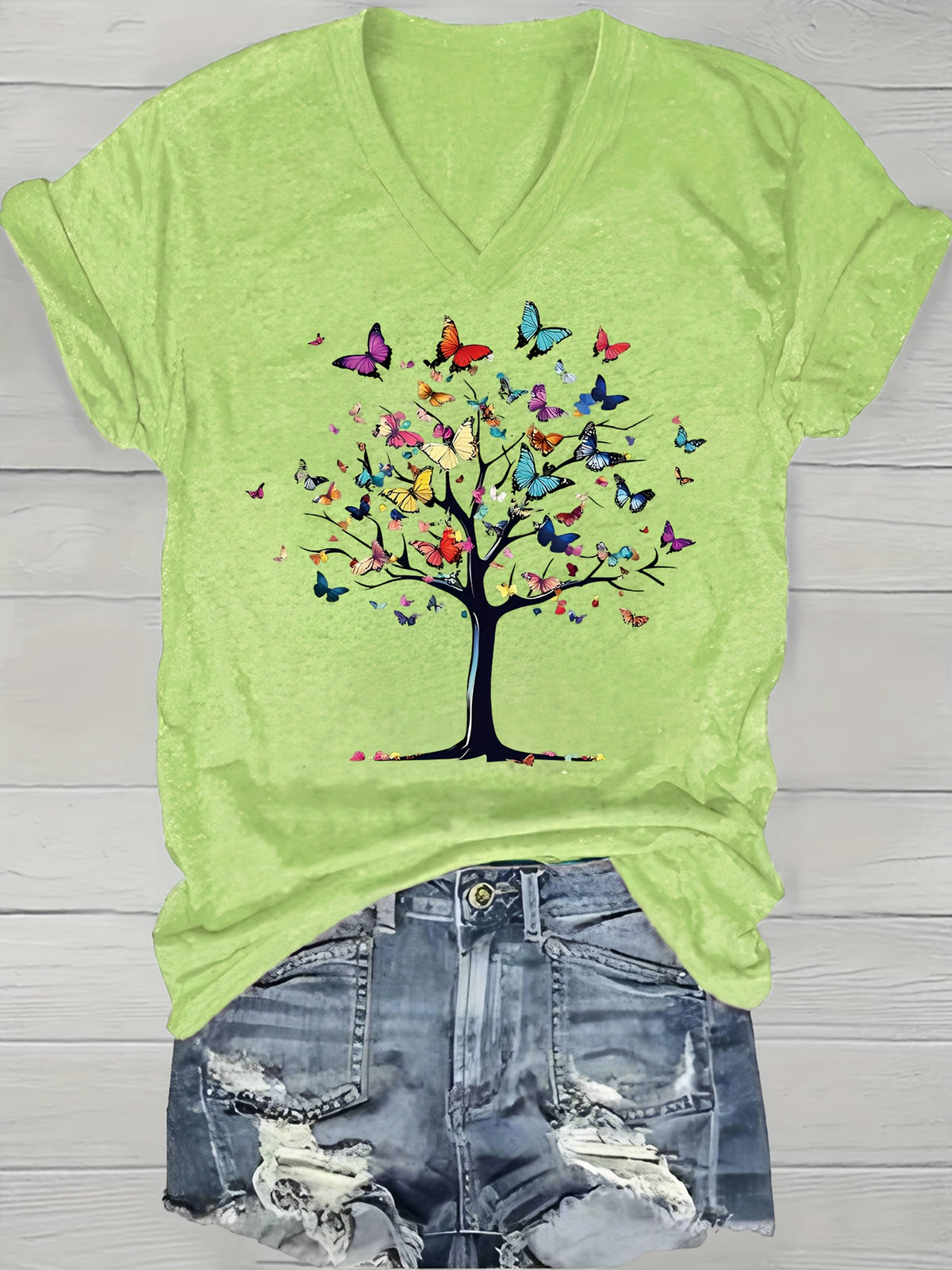 Women's Graphic V-Neck T-Shirt Short Sleeve Floral Print Casual Tee | Lightweight Everyday Top for Work Beach Travel