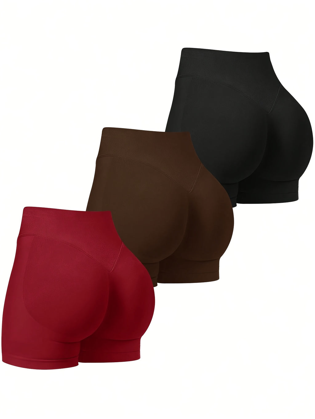High Waist Booty Shorts Women 3-Pack Stretch Exercise Hot Shorts Sexy Solid Color Four Seasons Casual Gym Workout