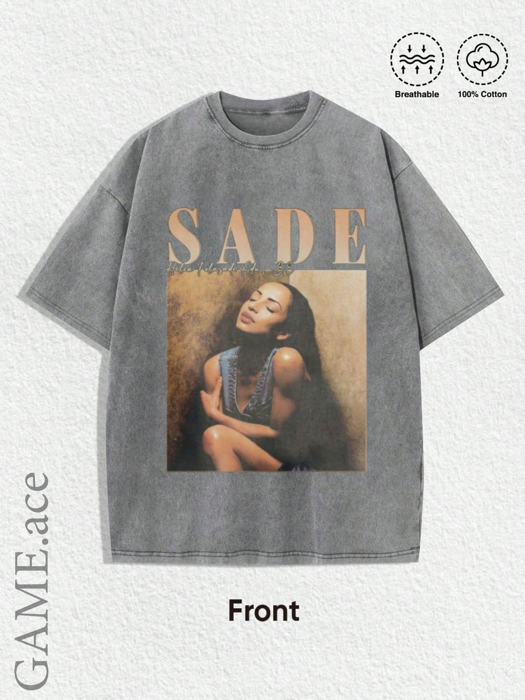Y2K Retro Music Band Graphic Tee Women Vintage Sade Pattern Black Gold Print Casual Streetwear Bohemian T-Shirt XS-XL