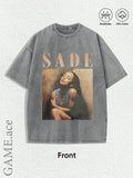 Y2K Retro Music Band Graphic Tee Women Vintage Sade Pattern Black Gold Print Casual Streetwear Bohemian T-Shirt XS-XL