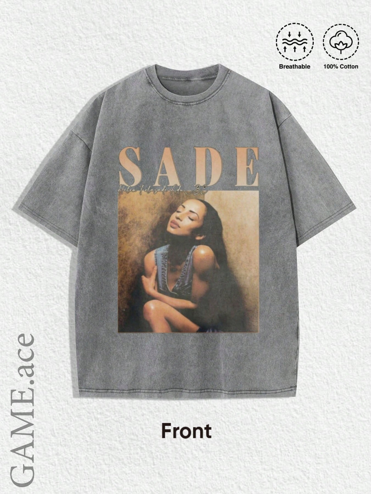 Y2K Retro Music Band Graphic Tee Women Vintage Sade Pattern Black Gold Print Casual Streetwear Bohemian T-Shirt XS-XL