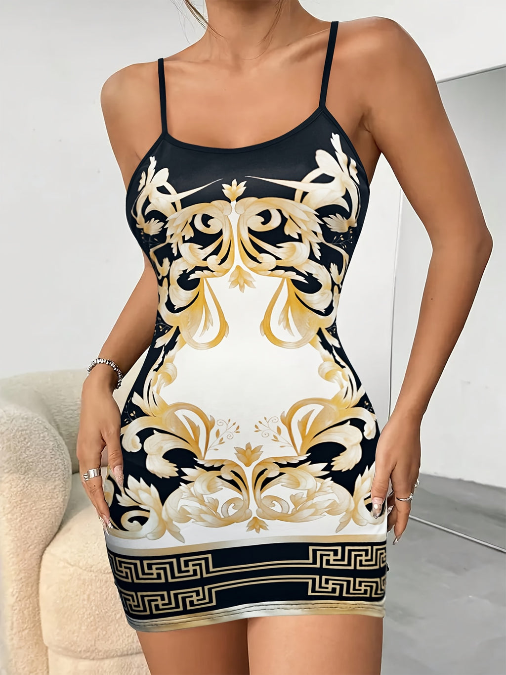 Halter Dress for Women Printed Backless Sexy Fitted Spring Summer Going-Out Dress Stretchy Lightweight Party