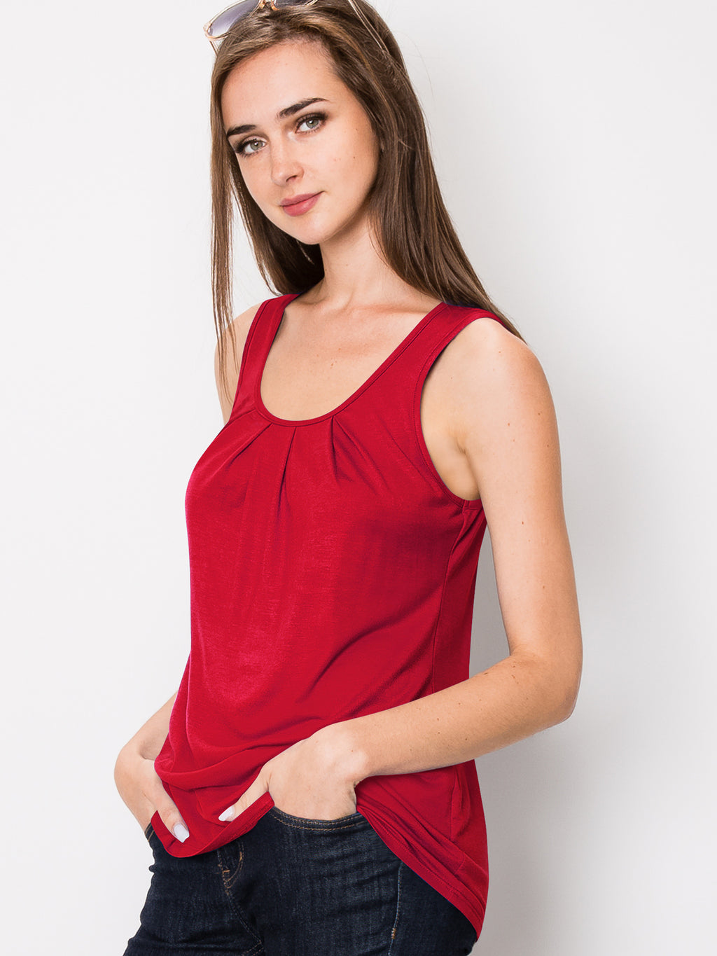 Women's Sleeveless Scoop Neck Tank Top Loose Fit Breathable Casual Layering Shirt 20 Colors Summer Essential