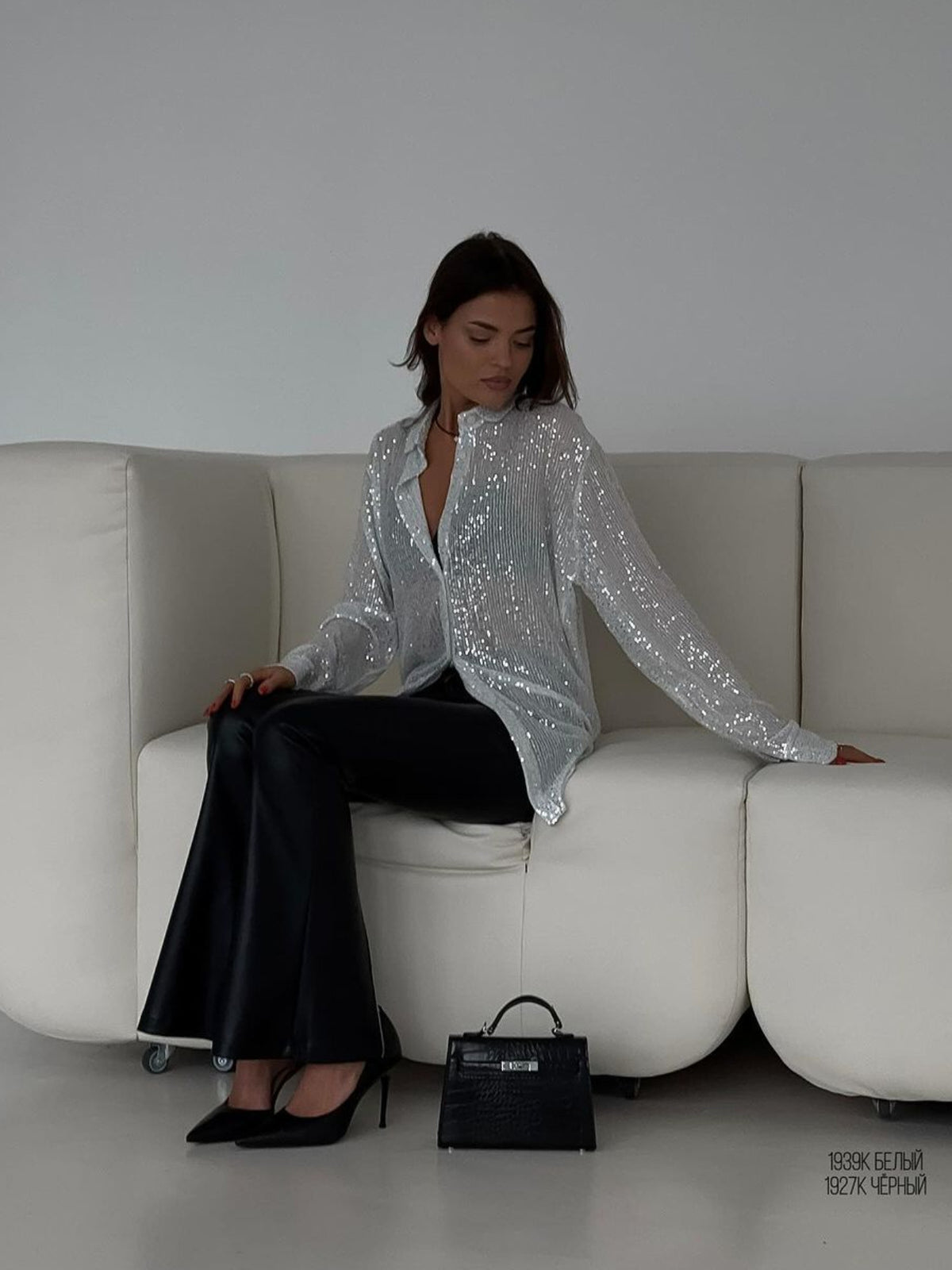 Rhinestone Cardigan Women Long Sleeve Lapel Collar Shimmering Diamond Stripe Open Front Cardigan Black White S-XXL