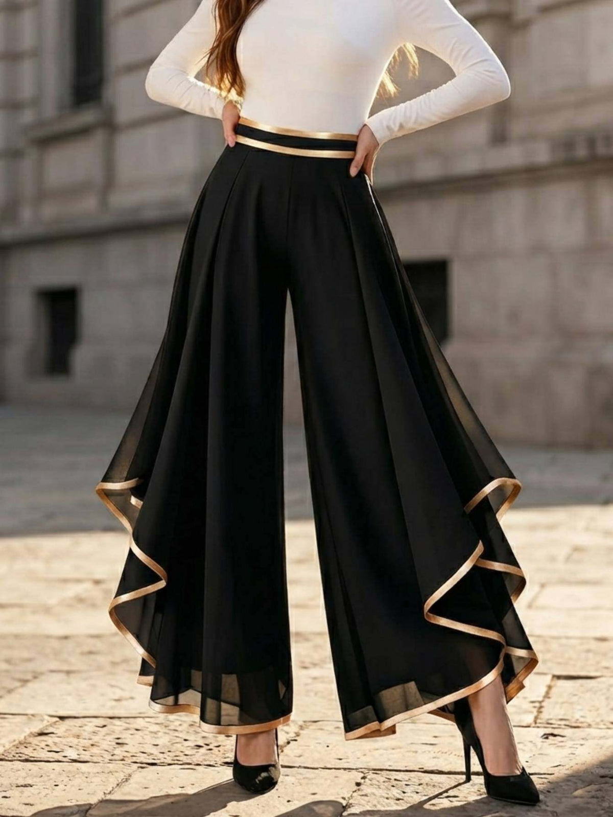 High Waist Wide Leg Trousers Women Non-Stretch Solid Color Semi-Formal Office Commute Elegant Professional Spring Summer Hand Washable S-XXL