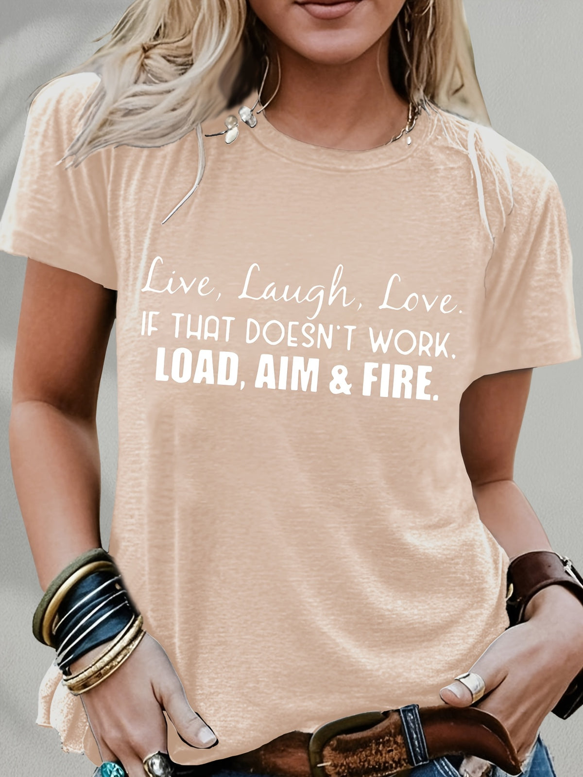 Live Laugh Love or Shoot Slogan Graphic T-Shirt Unisex Crew Neck Short Sleeve Fun Novelty Tee Casual Spring Summer Fall Gift S-XXL