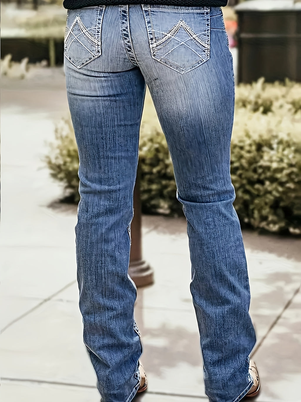 Embroidered Dark Wash Skinny Jeans Women Slim Fit Stretch Denim Pants American Style Mid Blue Elegant Timeless Casual Street Style S-XXL