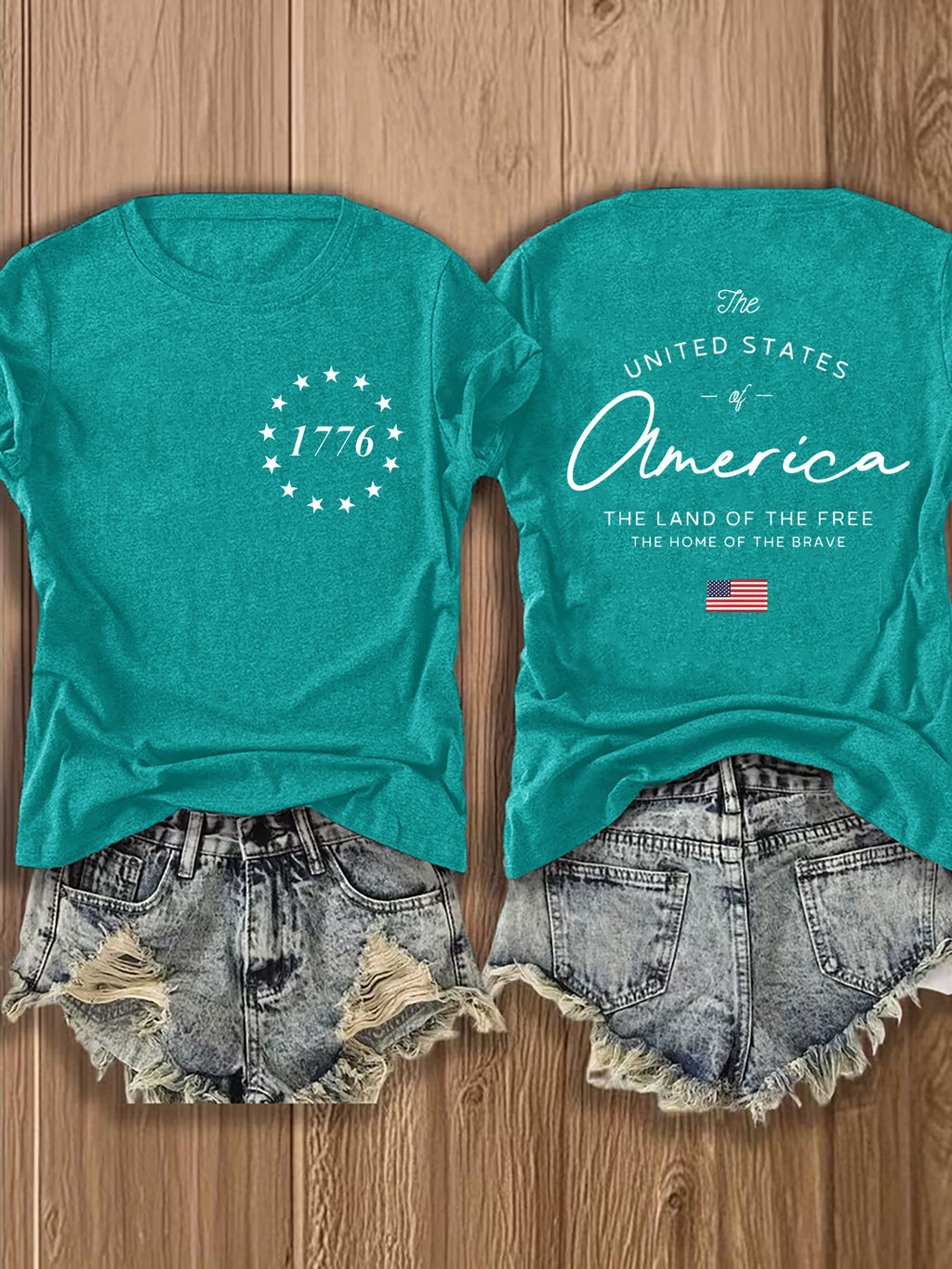 1776 American Flag T-Shirt Women US Patriotic Symbols Short Sleeve Casual Streetwear Blouse 70% Polyester Mid-Stretch Breathable Fourth of July Fall Top S-XXL