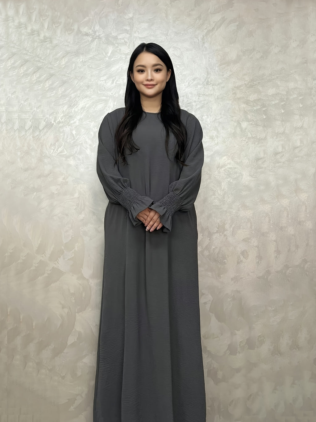 Soft Crepe Abaya with Pocket Muslim Women Prayer Abaya Solid Color Woven Fabric Modest Dress Sizes S M L Multiple Colors Everyday Wear