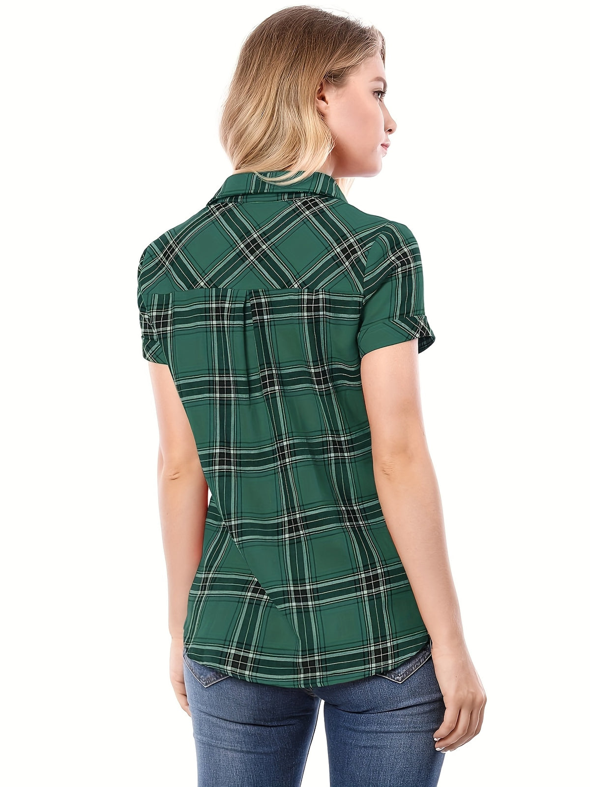 Western Plaid Button Shirt for Women | Classic Flannel Checkered Long Sleeve Top | Casual Country Style Blouse | Machine Washable Women's Plaid Shirt
