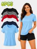 Women's 6-Pack Performance T-Shirts Breathable Moisture-Wicking Skin-Friendly Casual Outdoor Everyday Comfort Tees