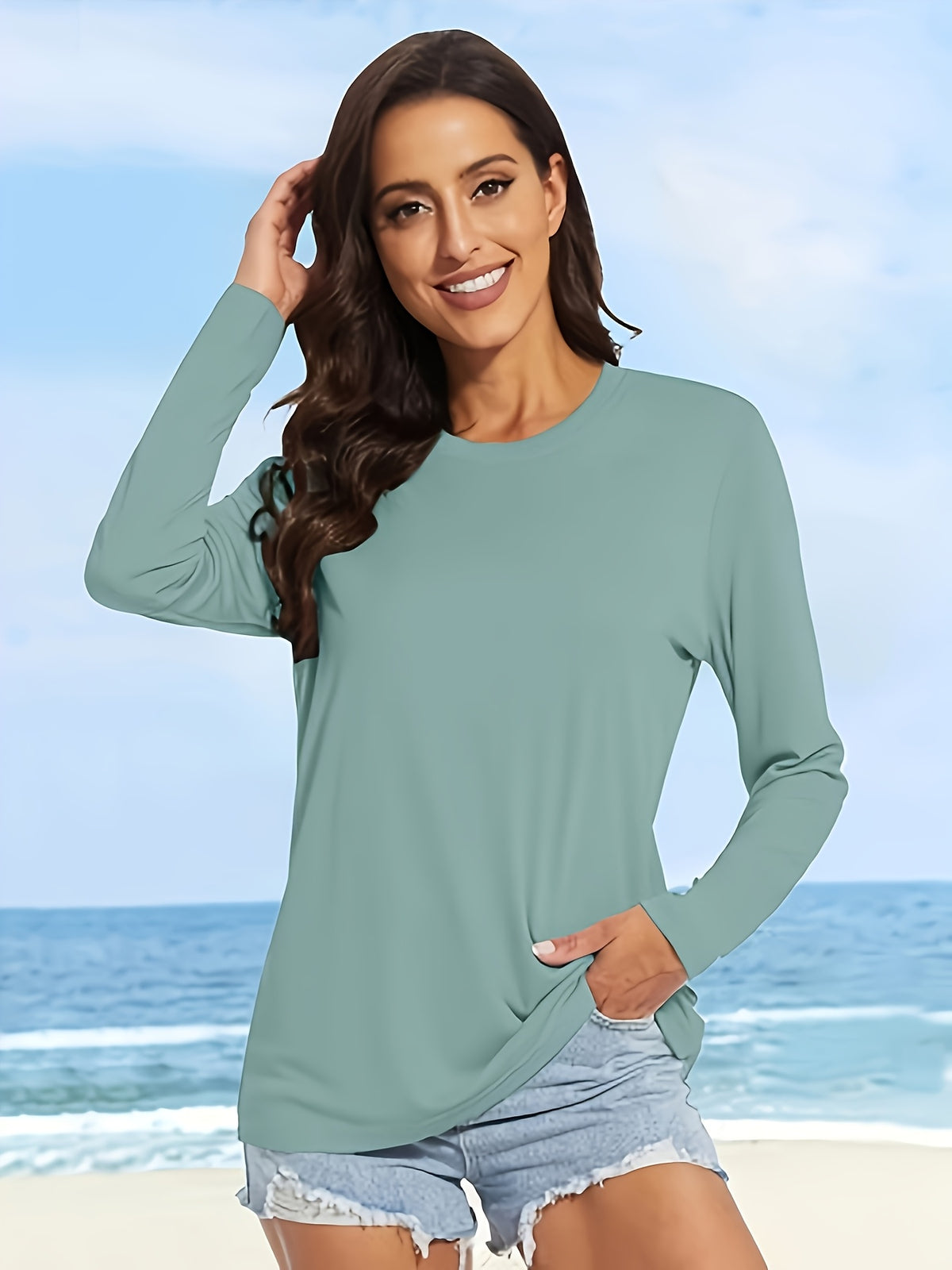 Women's Long Sleeve Round Neck T-Shirts 5-Pack Casual Solid Color Soft Tops S-XXL | Mira Roam