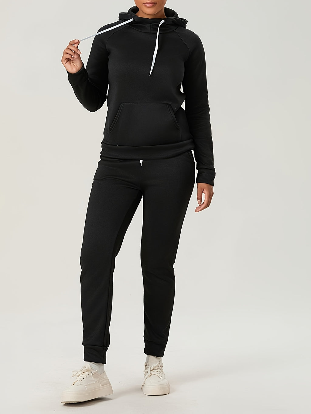 Women's 2-Piece Sweatsuit Set Slim Fit Long Sleeve Hoodie and Drawstring Jogger Pants S-XXL