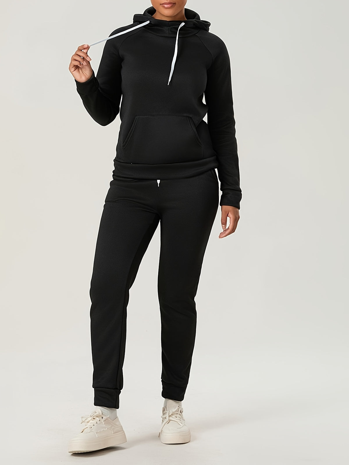 Women's 2-Piece Sweatsuit Set Slim Fit Long Sleeve Hoodie and Drawstring Jogger Pants S-XXL